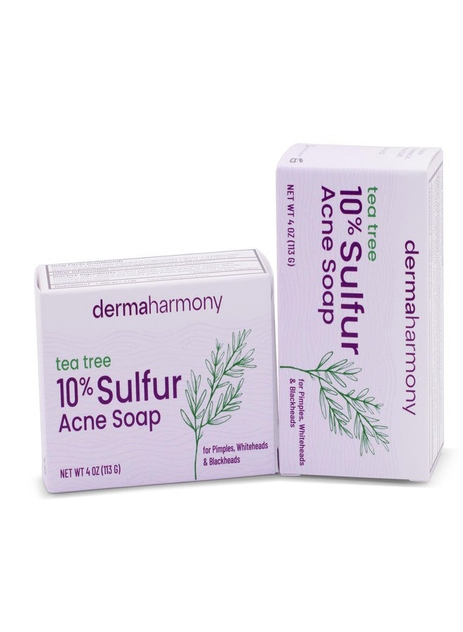 Dermaharmony 10% Sulfur with Tea Tree Oil Acne Bar Soap 4 oz (2 Bars) - Image 1
