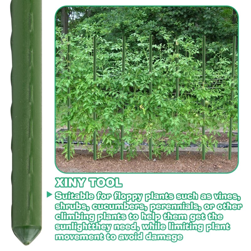 Xiny Tool Garden Stakes, 25 Pack Steel Plant Garden Tomato Stakes with Plastic Coat for Climbing Plants (25 Pack 58 Inch) - Image 5