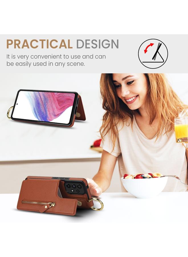 S-TOP Case For Samsung Galaxy A73 5G Litchi Texture Zipper Double Buckle Card Bag Phone Case - Image 4
