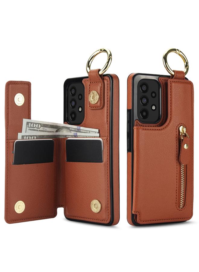 S-TOP Case For Samsung Galaxy A73 5G Litchi Texture Zipper Double Buckle Card Bag Phone Case - Image 2