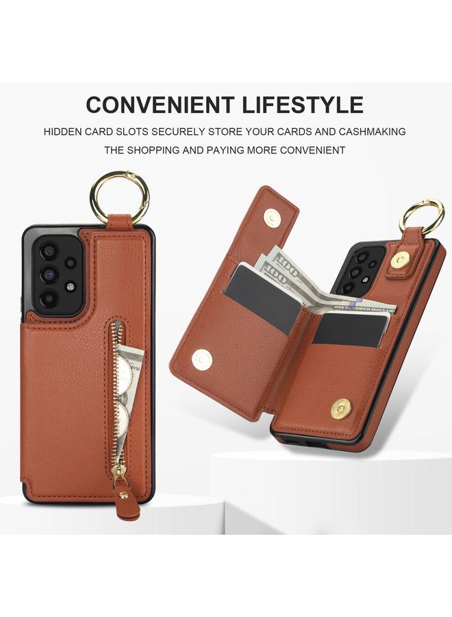 S-TOP Case For Samsung Galaxy A73 5G Litchi Texture Zipper Double Buckle Card Bag Phone Case - Image 5