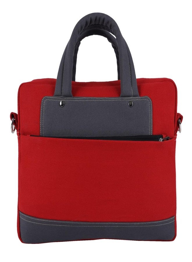 INDHA Eco-Friendly Red Cotton Canvas Laptop Messenger Bag | Unisex Office & Work Bag for Men & Women | Fits up to 14-Inch Laptops - Image 1