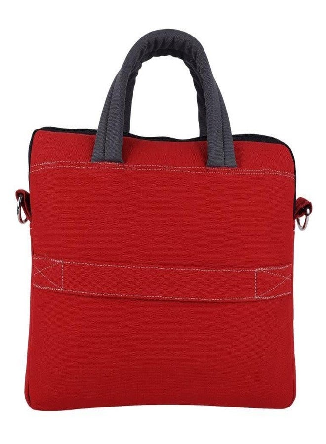 INDHA Eco-Friendly Red Cotton Canvas Laptop Messenger Bag | Unisex Office & Work Bag for Men & Women | Fits up to 14-Inch Laptops - Image 3