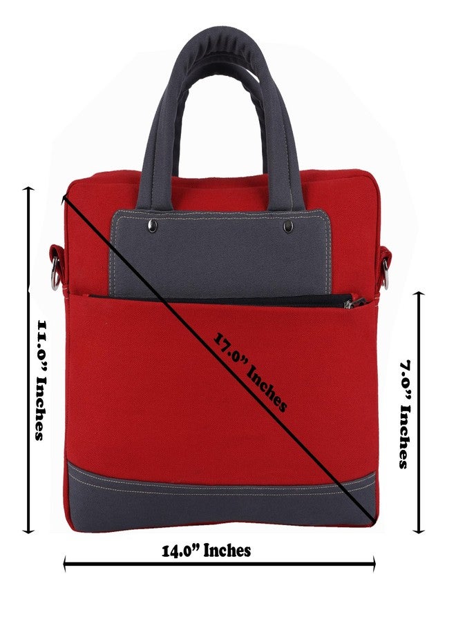 INDHA Eco-Friendly Red Cotton Canvas Laptop Messenger Bag | Unisex Office & Work Bag for Men & Women | Fits up to 14-Inch Laptops - Image 2