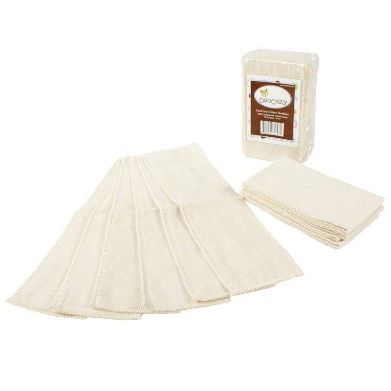 OsoCozy Gauze Cloth Diaper Doublers - 100% Unbleached Gauze Weaved Cotton, 4x12 inches, 6 Layers Thick. Add Extra Absorbency to Your Cloth Diapers - 12 Pack - Image 1