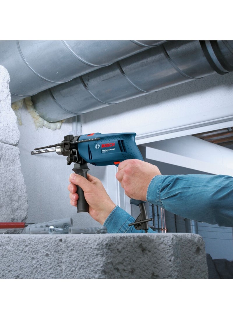 BOSCH - Bosch GSB 570 drilling drill with hammer feature with a metal head for drilling walls, iron and wood 570 W - Image 1