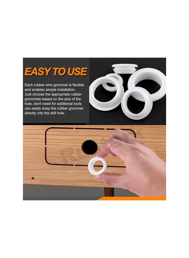 Rustark Rustark 29Pcs 5 Sizes White Rubber Grommet Assortment Kit Single Sided Round Firewall Hole Plugs Top Hat Grommet Eyelet Ring Gasket Firewall Hole Plugs Wiring Gasket for Wire Cable Protection  - Image 4