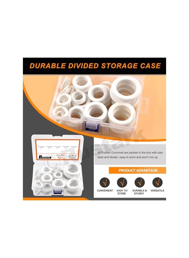 Rustark Rustark 29Pcs 5 Sizes White Rubber Grommet Assortment Kit Single Sided Round Firewall Hole Plugs Top Hat Grommet Eyelet Ring Gasket Firewall Hole Plugs Wiring Gasket for Wire Cable Protection  - Image 5