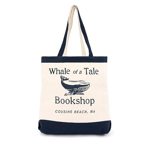 Jay Franco The Summer I Turned Pretty Whale of a Tale Cousins Beach Tote Bag - Canvas Shoulder Handbag Measures 16 x 14 inches Double Straps, Navy - Image 1
