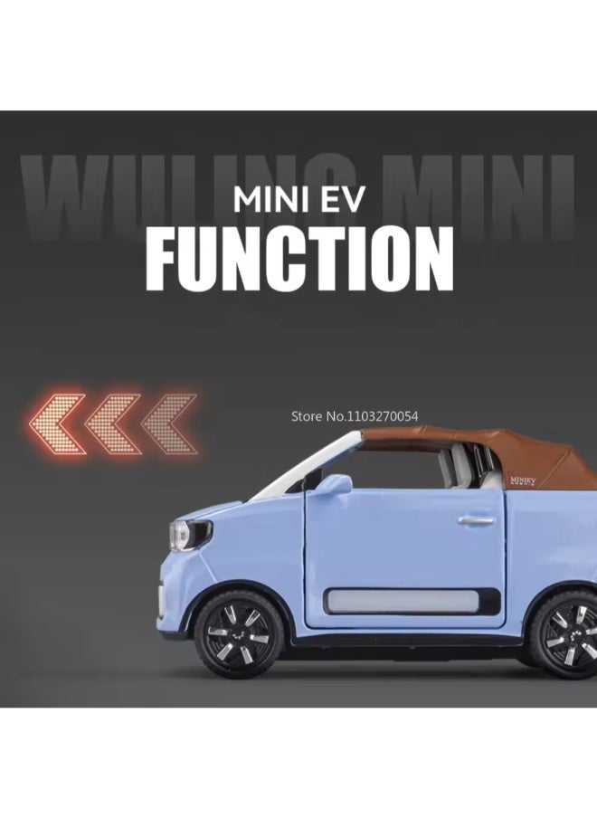Mini Electric Diecast Car with Charging Station – 1:24 Metal EV Toy Vehicle with Sound, Light & Convertible Feature, Gift for Kids