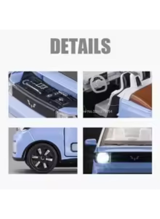 Mini Electric Diecast Car with Charging Station – 1:24 Metal EV Toy Vehicle with Sound, Light & Convertible Feature, Gift for Kids