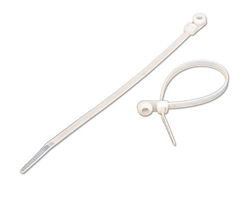 NavePoint 8 Inch Mount Head Screw Cable Wire Zip Tie 50 lbs Natural White 100 Pack Lot Pcs - Image 2