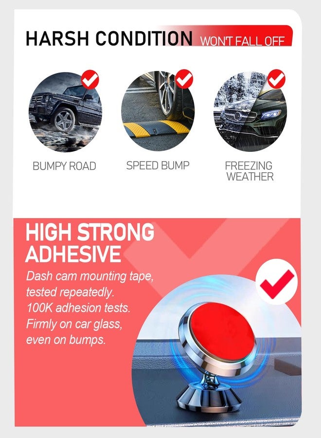 YKT Dash Cam Adhesive Pad Replacement, 6 PCS Round Square Double Sided Sticky Pads for Car Dashboard Windshield Camera GPS Holder, Upgrade Grey Tapes 60% More Sticky Than Ordinary Foam Tapes - Image 5