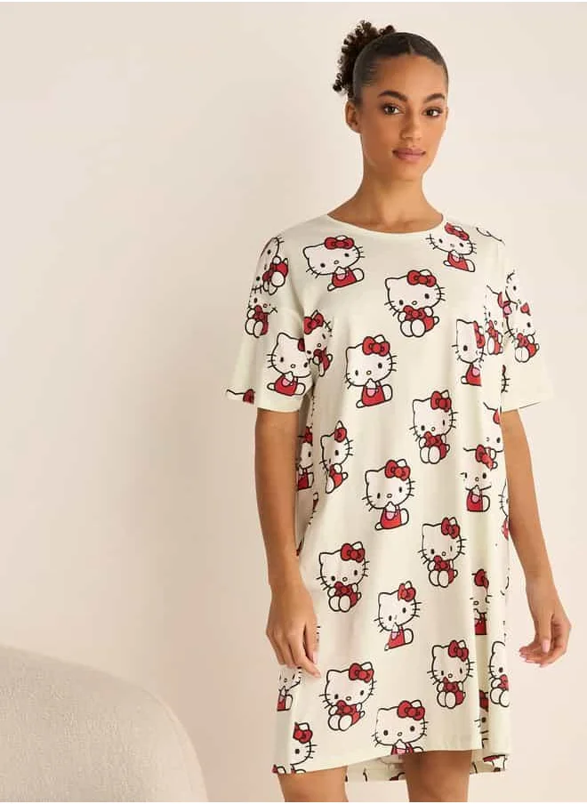FAV Hello Kitty Print Sleepshirt with Short Sleeves