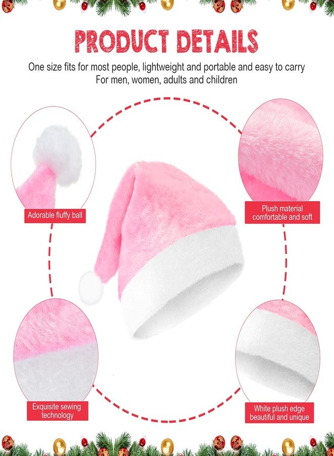 زانماي مجموعة قبعات سانتا كلوز القصيرة من زانماي، 4 قطع، مصنوعة من القطيفة، مريحة، إكسسوارات عيد الميلاد للنساء والرجال (لون وردي) - Image 3