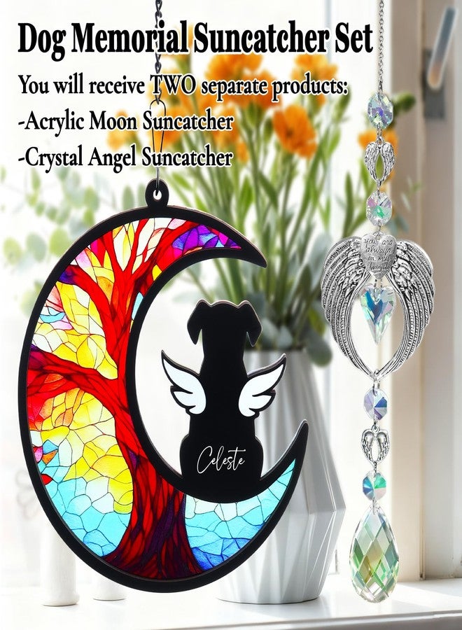 DearKeeps Dog Memorial Gifts - Memorial Suncatcher Set with Acrylic & Crystal Suncatchers, Pet Loss Sympathy Gift (Angel Dog) - Image 2