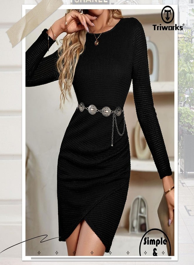 TRIWORKS Western Metal Concho Belt for Women Western Cowgirl Chain Belts for Dresses Jeans Country Concert Outfit Belt - Image 2