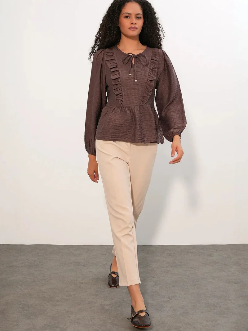 بيغ دارت BDART Frilly Woven Blouse With Tie Closure
