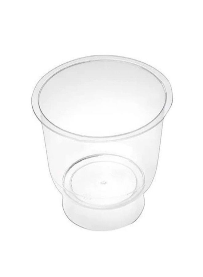 EYNEL Clear Durable Footed Dessert Cups with Spoons - 7oz Plastic Slanted Parfait and Appetizer Cups, Small Reusable Bowls for Parties, Pudding, Mousse, Ice Cream (25 Cups + 25 Spoons) - Image 4