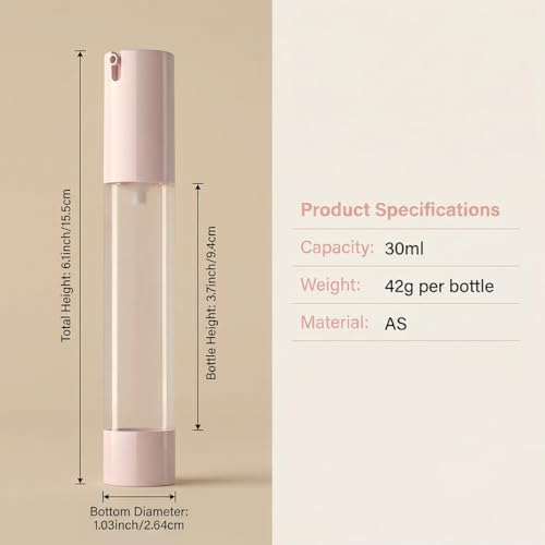 Natuworld 2 Pcs 30ml / 1oz Clear Airless Pump Bottles, Vacuum Press Lotion Dispensers, Portable Travel Empty Storage Containers for Foundation Lotion Serum Skin Care Liquids - Image 2