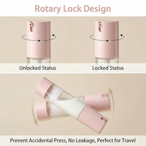 Natuworld 2 Pcs 30ml / 1oz Clear Airless Pump Bottles, Vacuum Press Lotion Dispensers, Portable Travel Empty Storage Containers for Foundation Lotion Serum Skin Care Liquids - Image 4