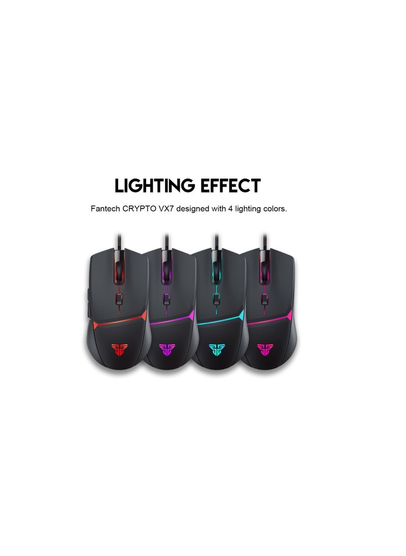 FANTECH - FANTECH CRYPTO VX7 Gaming Mouse | Optical Sensor 8,000 DPI | 6 Programmable Buttons | 10 Million Clicks Lifetime | SOFTWARE SUPPORT - Image 1