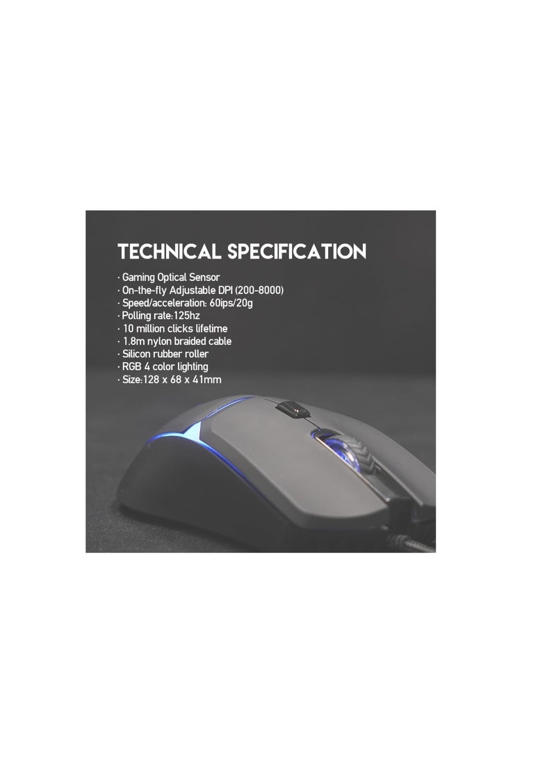 FANTECH - FANTECH CRYPTO VX7 Gaming Mouse | Optical Sensor 8,000 DPI | 6 Programmable Buttons | 10 Million Clicks Lifetime | SOFTWARE SUPPORT - Image 1