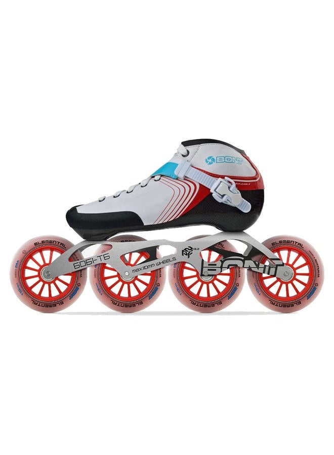 Bont زلاجات - زلاجات سبيد إنلاين للتسابق - أحذية زلاجات GT4 + إطار 6061 + عجلات Elemental + محامل ABEC5 (أسود/أزرق، 3.5 (100mm)) - Image 2