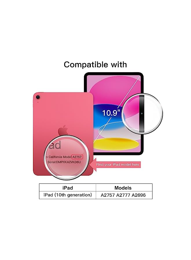 Jetech غطاء غير لامع لجهاز آيباد 10 (10.9 بوصة، موديل 2022، الجيل العاشر) مع حامل قلم، ظهر شفاف غير لامع، غطاء واقي رقيق للجهاز اللوحي (بطيخ) - Image 3