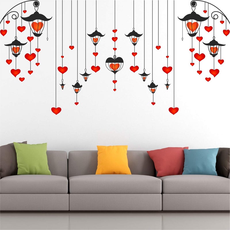 StickMe Hanging - Hearts - Lamp - Creative - Colorful - Wall Sticker- Self Adhesive Peel & Stick Vinyl Stickers Set for Home & Living Room -SM652 (Multi Colour- 120cm X 55 cm) - Image 5