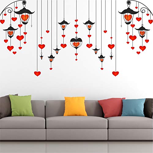 StickMe Hanging - Hearts - Lamp - Creative - Colorful - Wall Sticker- Self Adhesive Peel & Stick Vinyl Stickers Set for Home & Living Room -SM652 (Multi Colour- 120cm X 55 cm) - Image 1