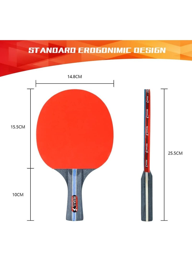 ريجيل مجموعة مضارب تنس طاولة عالية الأداء وفاخرة من قطعتين، تتضمن مضربين للاعبين، 3 كرات تنس طاولة احترافية، شنطة تخزين محمولة للعب في الأماكن المغلقة والمفتوحة - Image 2