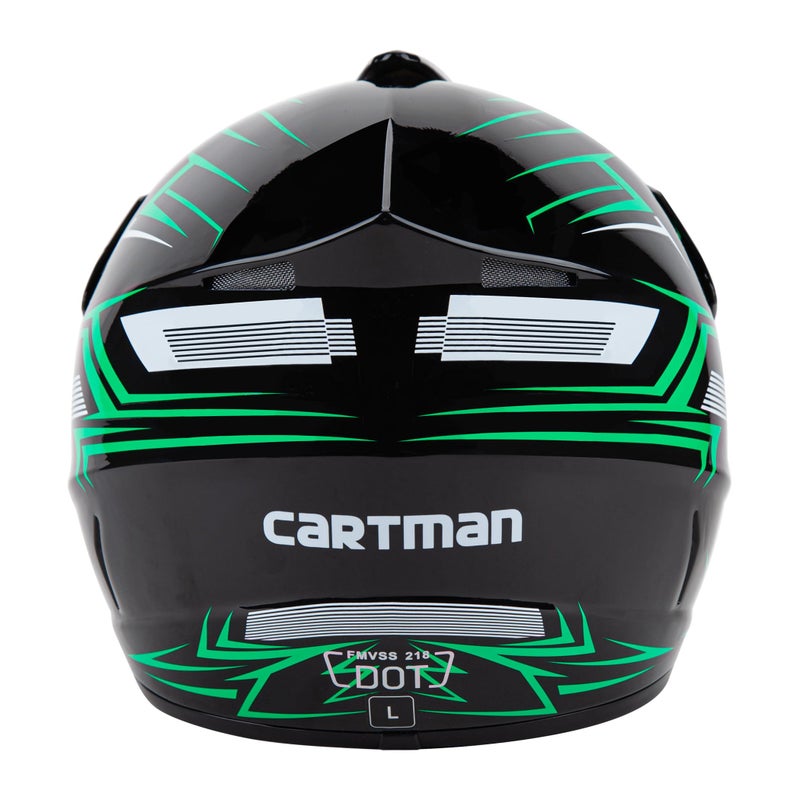 CARTMAN Adult Dirt Bike Helmet, DOT Approved Full Face Motorcycle Helmet, Matte Black and Green for Motocross, ATV, Offroad, Dirtbike Adult-Small - Image 3
