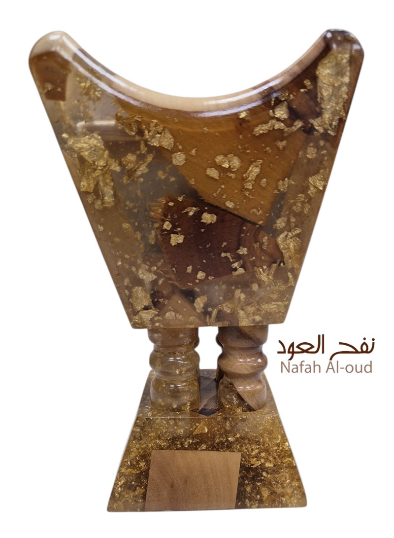 نفح العود مبخرة صينية - تصميم من الرخام الذهبي والخشب - Image 2