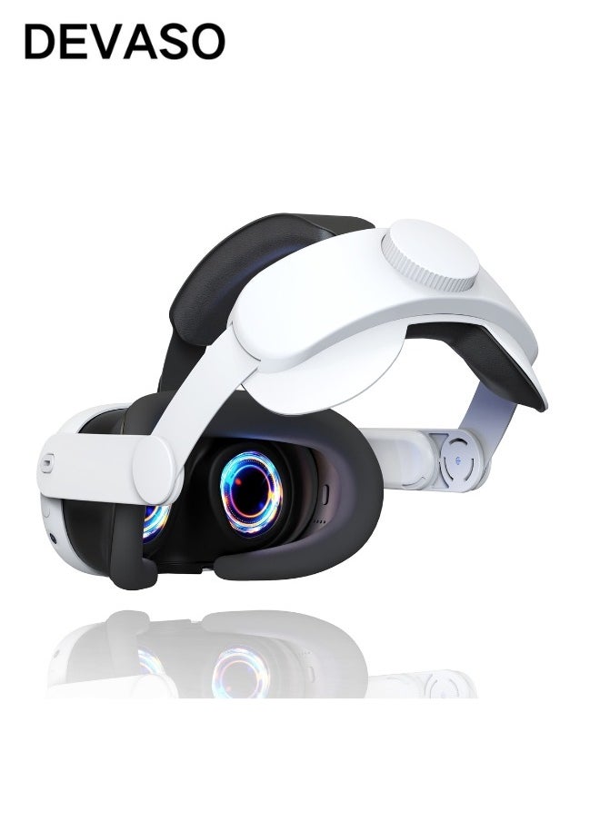 DEVASO T1 Elite Head Strap Compatible Meta Quest 3/3S,Oculus, Replacement for Enhanced Comfort, Ergonomic Adjustable Durable Headstrap VR Accessories for Meta Oculus Quest 3 (White)  - Image 1