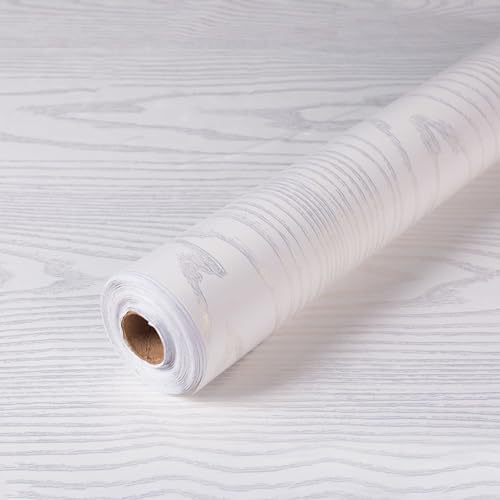 RedChimes Self Adhesive Waterproof Wallpaper PVC Vinyl Wall Stickers Furniture Wall Kitchen Bedroom Leaving Room (45 x 304 cm) (White Wood) - Image 1