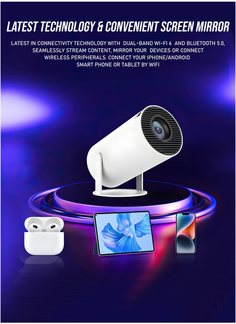 Portable Projector Pocket 5G WIFI Android11.0 Support 130 Inches Home Theater Full HD 1080P for Indoor Outdoor Home Birthday Gift Compatible with TV Stick/HDMI/USB/PS5/iOS/PS4