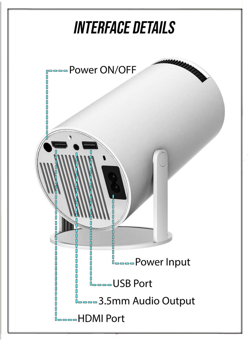 Portable Projector Pocket 5G WIFI Android11.0 Support 130 Inches Home Theater Full HD 1080P for Indoor Outdoor Home Birthday Gift Compatible with TV Stick/HDMI/USB/PS5/iOS/PS4