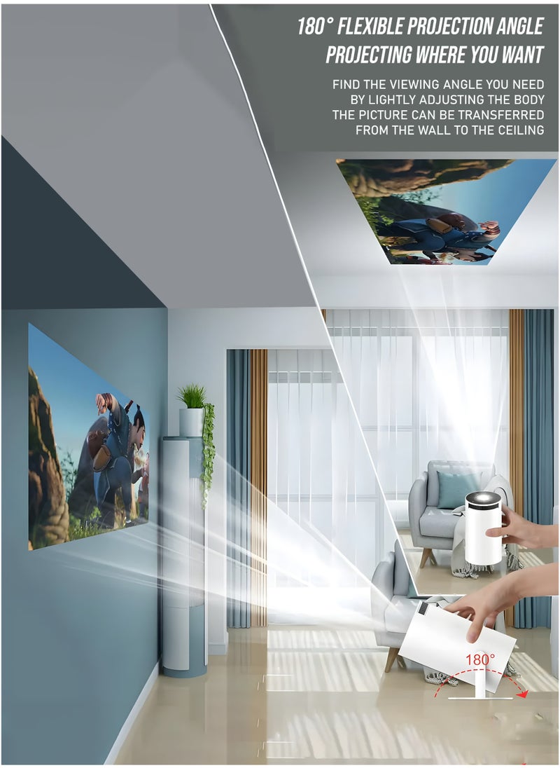 Portable Projector Pocket 5G WIFI Android11.0 Support 130 Inches Home Theater Full HD 1080P for Indoor Outdoor Home Birthday Gift Compatible with TV Stick/HDMI/USB/PS5/iOS/PS4