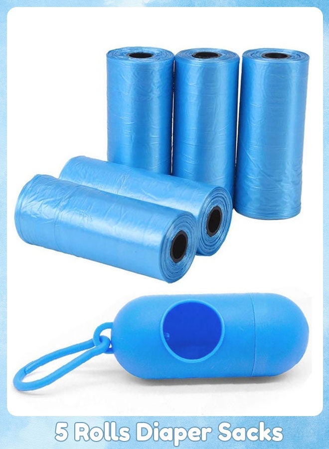 Sharpdo Disposable Diaper Sacks Bags, Diaper Trash Bags with Dispenser, Diaper Disposal Bags for Travel (5 Rolls - 75 Bags)  - Image 1