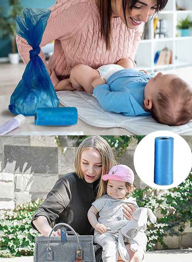 Sharpdo Disposable Diaper Sacks Bags, Diaper Trash Bags with Dispenser, Diaper Disposal Bags for Travel (5 Rolls - 75 Bags)  - Image 2