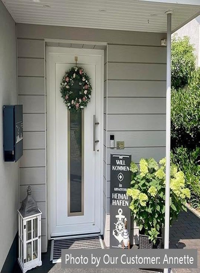 Avoeco Artificial Wreath for Front Door Decor- Year-Round Greenery, 21" Eucalyptus Spring & Summer Decorative Wreath with Flowers, Perfect for Farmhouse, Weddings & Seasonal Décor (B Rose) - Image 3