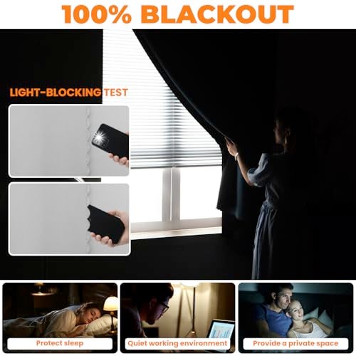 Jilron Autohesion Curtains for Windows,Bedroom Blackout Curtains for - Thermal Lnsulated No Drill Curtains Room Darkening Black Small Drapes, (1 Panels,47Wx54L inch-Black) - Image 5