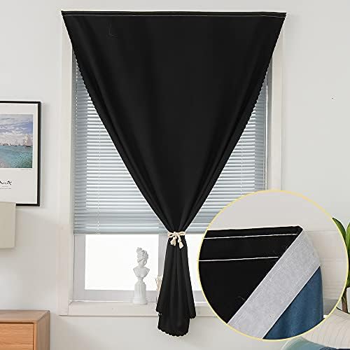 Jilron Autohesion Curtains for Windows,Bedroom Blackout Curtains for - Thermal Lnsulated No Drill Curtains Room Darkening Black Small Drapes, (1 Panels,47Wx54L inch-Black) - Image 2