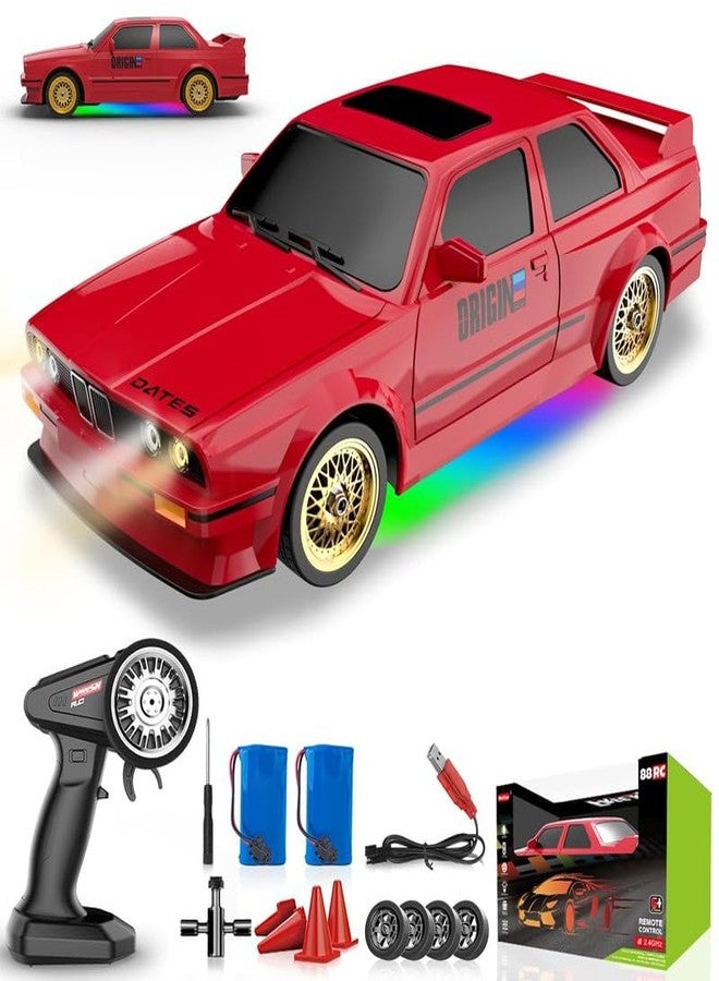 ANTALYA Remote Control Cars 1:16 Scale RC Drift Car 2.4Ghz 30KM/H High Speed 4WD RTR Racing Car with Drift Tires LED Lights 2 Pcs Rechargeable Batteries RC Sport Cars Toys for Kids (Red) - Image 1