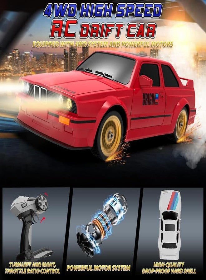 ANTALYA Remote Control Cars 1:16 Scale RC Drift Car 2.4Ghz 30KM/H High Speed 4WD RTR Racing Car with Drift Tires LED Lights 2 Pcs Rechargeable Batteries RC Sport Cars Toys for Kids (Red) - Image 2
