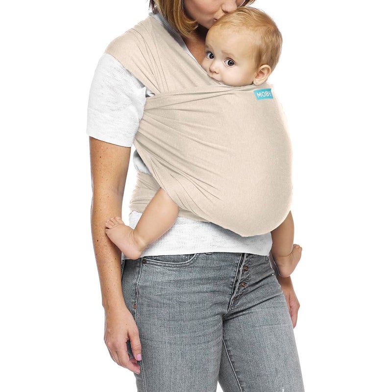 Moby Baby Wrap Carrier Evolution by Petunia Pickle Bottom for Newborns to Toddlers (8-33lbs), Infant Sling Carrier, Hands Free Design, Adjustable for All Body Types (Almond) - Image 1