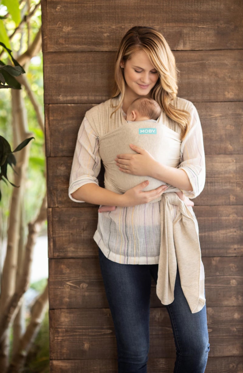Moby Baby Wrap Carrier Evolution by Petunia Pickle Bottom for Newborns to Toddlers (8-33lbs), Infant Sling Carrier, Hands Free Design, Adjustable for All Body Types (Almond) - Image 3