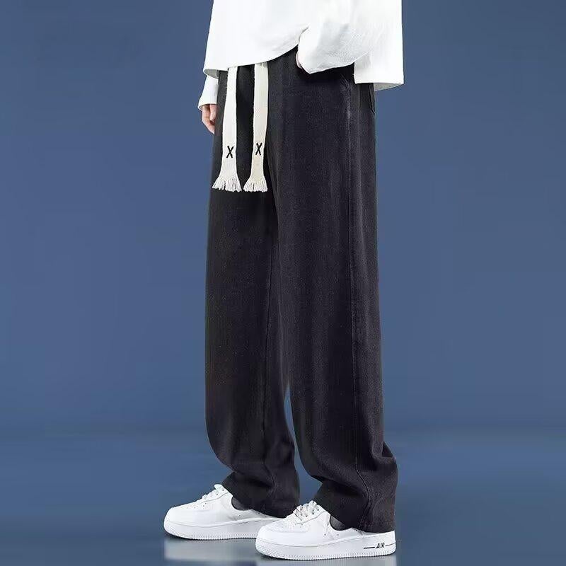 New Jeans For Boys Black American Retro Wide-Leg Pants Straight Loose Casual Long Pants For Men Summer - Image 1