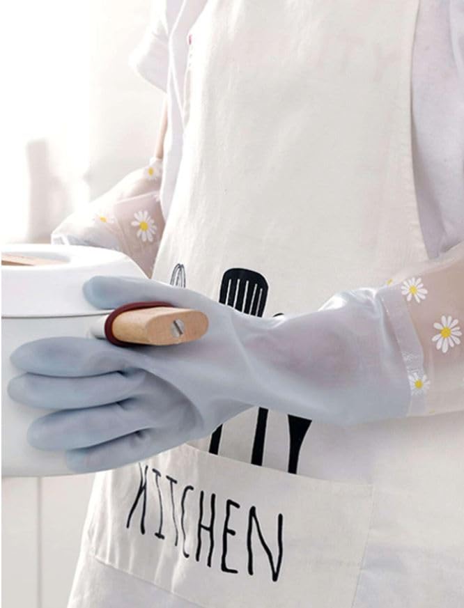 EAYIRA Reusable Heavy Duty Hand Gloves For Dishwashing, Gardening, Kitchen Cleaning Non-Slippery & Durable Long Elbow Length(Inner Cotton Lining For Comfort), Pack of 1 Pair (Blue) - Image 5